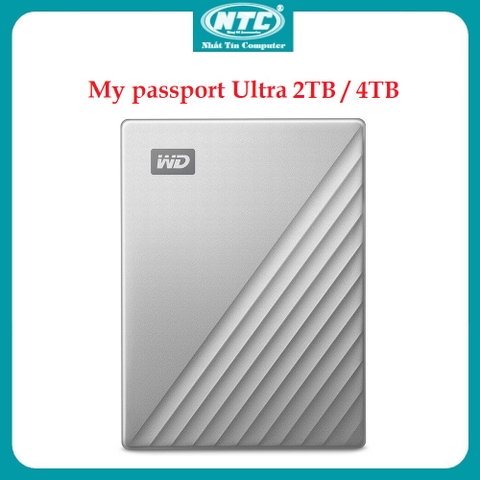 Ổ cứng di động HDD Western My Passport Ultra 2TB / 4TB / 5TB cổng typeC 3.1 - kèm đầu chuyển USB (Bạc)