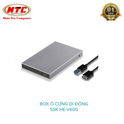 Box chuyển ổ cứng di động SSK HE-V600 chuẩn 3.0 - Hỗ trợ đến 5Gbps (xám)