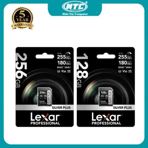 Thẻ nhớ Máy Ảnh SDXC Lexar Professional Silver Plus 128GB /256GB U3 4K V30 đọc 255MB/s, ghi 180MB/s