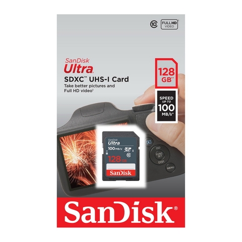 Thẻ nhớ Máy Ảnh SDXC SanDisk Ultra 128GB 100MB/s Class 10 (xanh đen)