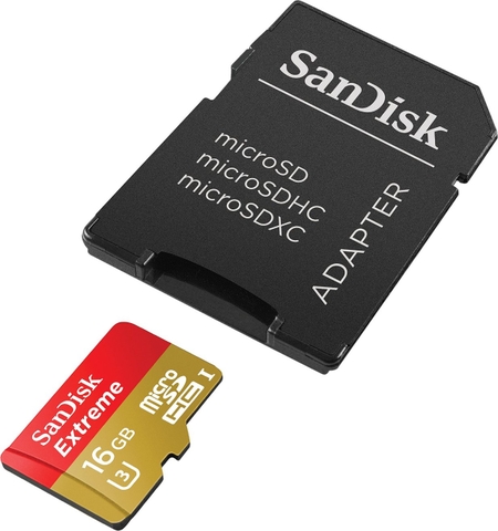 Thẻ Nhớ MicroSDHC SanDisk Extreme UHS-I U3 4K 600x 16GB 90MB/s - Không Box - Kèm Adapter (Vàng)