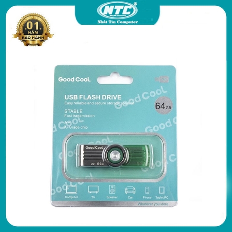 USB 2.0 GOOD COOL U21 64GB nắp xoay tốc độ đọc 20MB/s ghi 10MB/s (xanh lá)