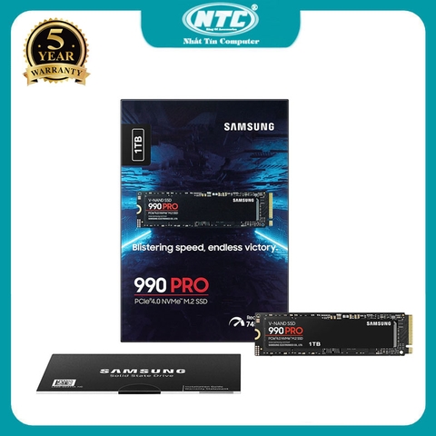 Ổ cứng gắn trong SSD 1TB Samsung 990 Pro PCIe M.2 2280 Gen 4.0 x4 NVMe V-NAND - model MZ-V9P1T0 (Đen)