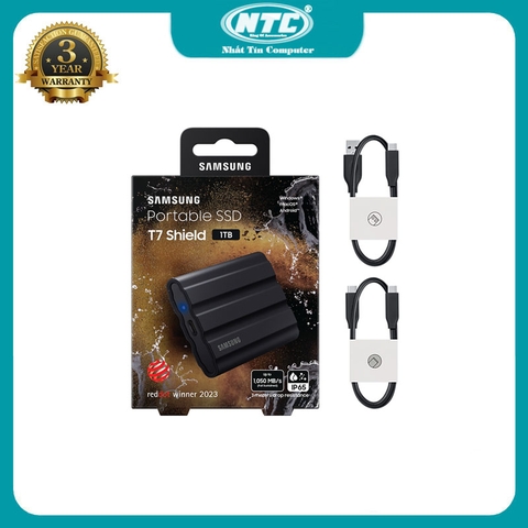 Ổ cứng di động gắn ngoài SSD Samsung 1TB Portable T7 shield ghi 1000MB/s đọc 1050MB/s - siêu bền chống va đập tốt (MU-PE1T0)