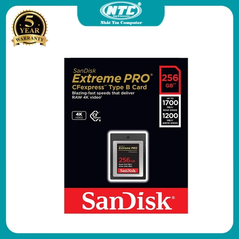 Thẻ nhớ CFexpress Type B SanDisk Extreme Pro 256GB tốc độ đọc 1700mb/s ghi 1200mb/s SDCFE-256G-GN4NN (đen)