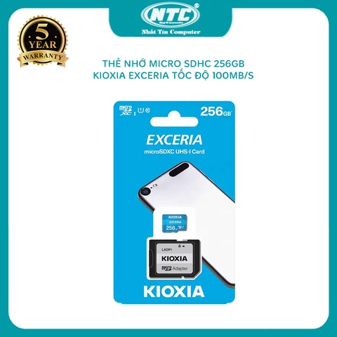 Thẻ nhớ MicroSDHC Kioxia Exceria 256GB UHS-I U1 100MB/s - kèm adapter (Xanh)