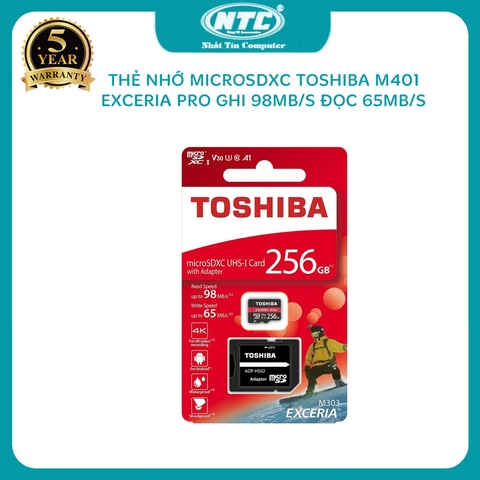 Thẻ nhớ MicroSDXC Toshiba Exceria M303 256GB UHS-I U3 4K V30 A1 - đọc 98MB/s ghi 65MB/s (Đen)