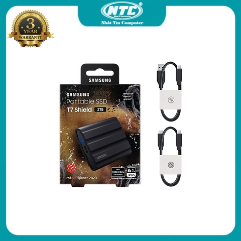 Ổ cứng di động gắn ngoài SSD Samsung 2TB Portable T7 shield ghi 1000MB/s đọc 1050MB/s - siêu bền chống va đập tốt (MU-PE1T0)