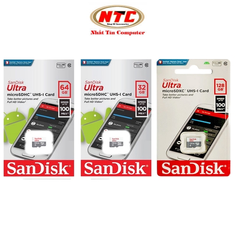 Thẻ Nhớ MicroSDXC SanDisk Ultra 667x 32GB / 64GB / 128GB tốc độ đọc 100MB/s ghi 15MB/s  (trắng)