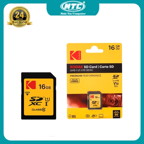 Thẻ nhớ máy ảnh SDHC 16GB KODAK EKMSD16GHC10K V10 U1 đọc 90mb/s ghi 20mb/s - hỗ trợ ghi hình FullHD