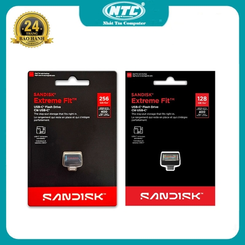 USB typeC 3.2 Gen 1 Sandisk Extreme Fit CZ530 128GB / 256GB tốc độ 400MB/s (Đen)