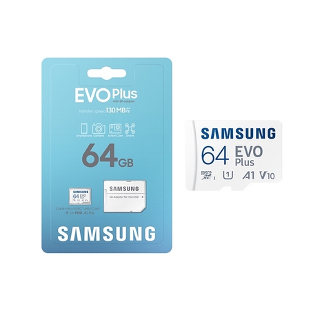 Thẻ nhớ MicroSDXC Samsung Evo Plus 64GB tốc độ đọc 130MB/s ghi 30MB/s U3 4K A2 - Kèm Adapter (trắng)