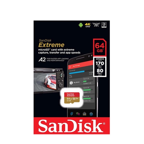 Thẻ nhớ MicroSDXC SanDisk Extreme V30 U3 4K A2 64GB 128GB