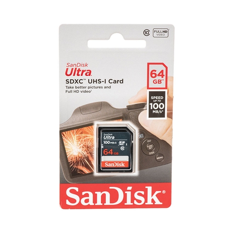 Thẻ nhớ Máy Ảnh SDXC SanDisk Ultra 64GB 100MB/s Class 10 (xanh đen)