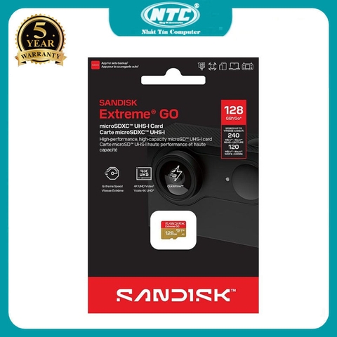 [MẪU MỚI] Thẻ nhớ MicroSDXC SanDisk Extreme GO 128GB U3 5K V30 R240MB/s W120MB/s (Vàng)