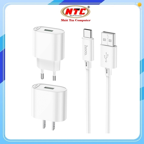 Bộ sạc nhanh USB to Type-C Hoco C109A / C109 QC3.0 18W cho điện thoại Android, dài 100cm (Trắng)