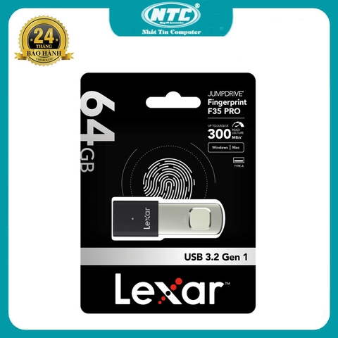 USB 3.2 bảo mật bằng vân tay Lexar F35 Pro 64GB JumpDrive Fingerprint tốc độ 300MB/s - SPC phân phối
