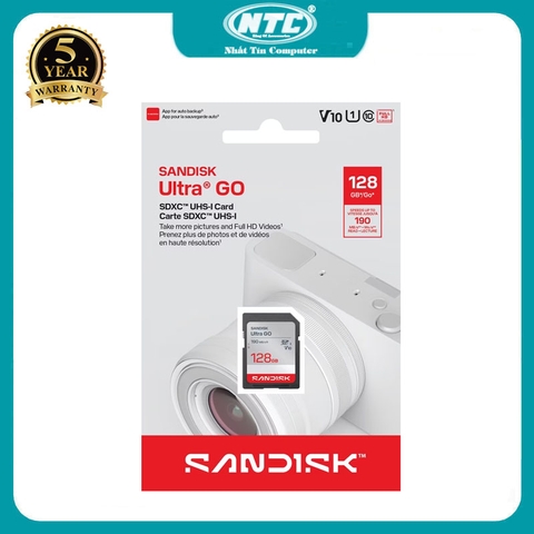 [MẪU MỚI] Thẻ nhớ Máy Ảnh SDXC SanDisk Ultra GO 128GB V10 UHS-I tốc độ đọc 190MB/s (Xám)