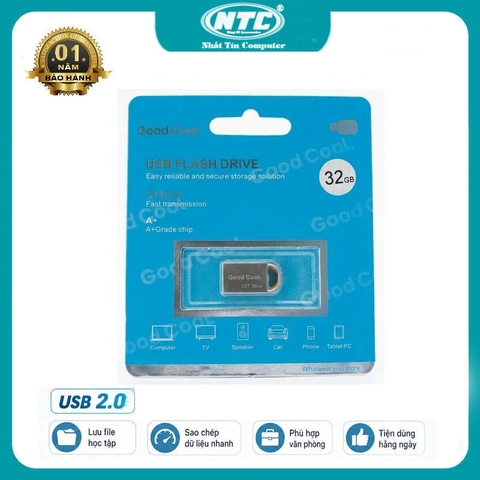 USB 2.0 mini siêu nhỏ GOOD COOL U2T 32GB tốc độ đọc 20MB/s ghi 10MB/s - vỏ kim loại (bạc)