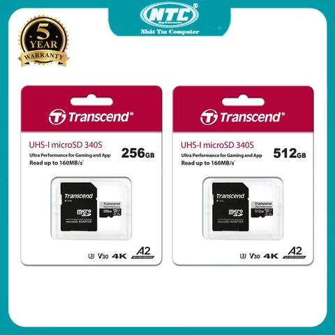 Thẻ nhớ MicroSDXC Transcend Ultra Performance 256GB / 512GB A2 V30 U3 4K R160MB/s / W125MB/s (Xám)