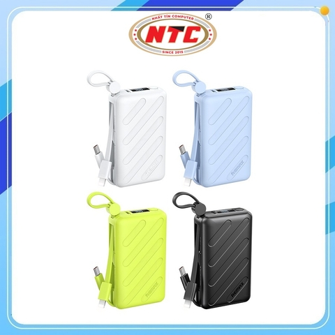 Sạc dự phòng Remax FC-08 10000mAh Lõi Li-ion 21700, TypeC PD 20W, Kèm 2 Cáp sạc nhanh