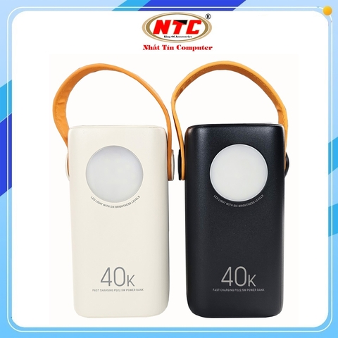 Pin dự phòng Phantom P38 40.000mAh sạc nhanh TypeC PD 20W và USB QC 3.0 22.5W, Đèn Led siêu sáng