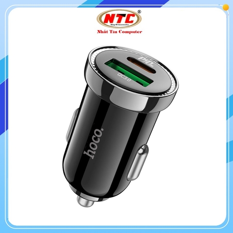 Cốc sạc ô tô / xe hơi Hoco Z44 hỗ trợ QC3.0 18W và TypeC PD 20W (Đen)