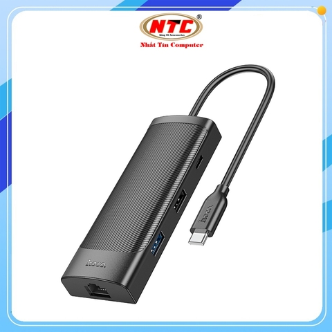 Bộ chia cổng 8-IN-1 Hoco HB44 Type-C sang HDTV + RJ45 + SD/TF + USB3.0 + USB2.0 + USB-C + USB-C PD (Đen)