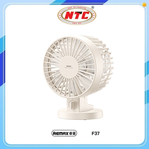 Quạt để bàn dùng nguồn USB Remax F37 2 chế độ gió, gập 30 độ (Trắng)