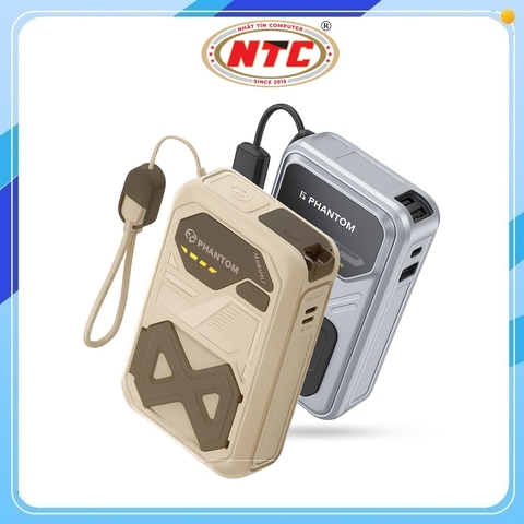 (Có 3C) Pin sạc dự phòng không dây PHANTOM P65W 20000mAh sạc Magnetic 15W, TypeC & Lightning PD 20W, USB-A 22.5W, Chân cắm AC