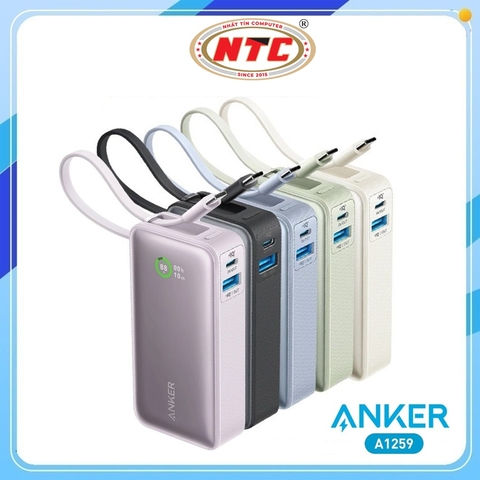 Pin dự phòng Anker Nano A1259 10000mAh, Cáp TypeC / USB-C PD 30W, USB-A Out 22.5W