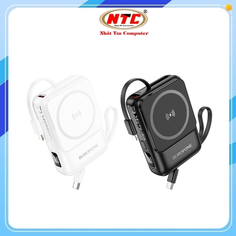 Pin dự phòng không dây Borofone BJ59 10000mAh TypeC PD 20W / Wireless Charge 15W / USB-A QC3.0 22.5W / Kèm 2 cáp TypeC 20W và Lightning 10W
