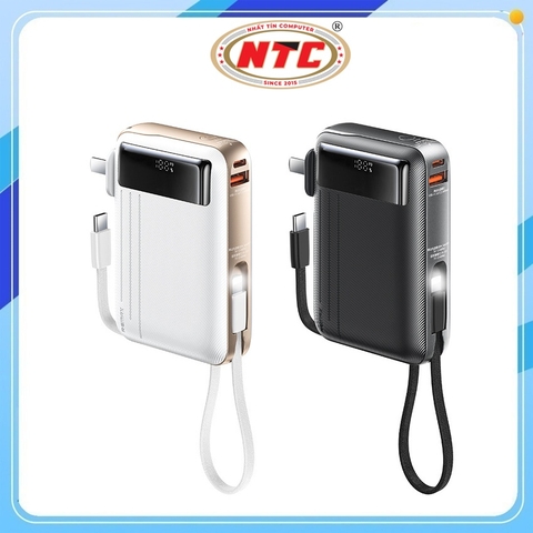 Pin dự phòng REMAX CP-7 10000mAh TypeC Out 22.5W, Kèm 2 cáp sạc, Chân cắm AC chuẩn US