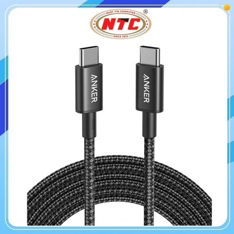 Cáp sạc nhanh dây dù Anker A8756 TypeC to TypeC PD 100W (Đen)