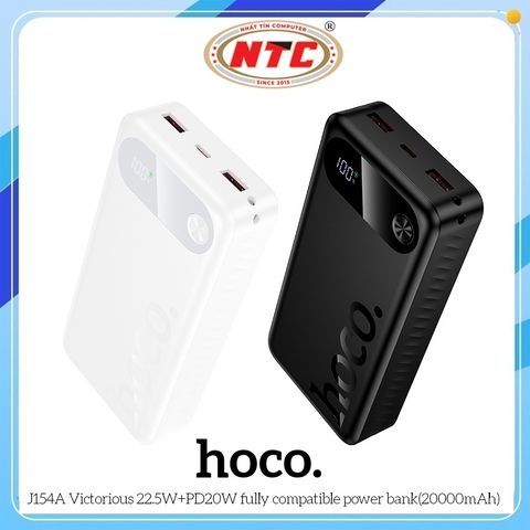 Pin sạc dự phòng Hoco J154A 20000mAh TypeC PD 20W & 2 USB-A QC 3.0 22.5W, Màn hình LED