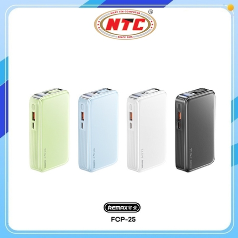 Pin dự phòng REMAX FCP-25 10000mAh TypeC PD In/Out 22.5W, USB-A 22.5W, Kèm cáp rút TypeC