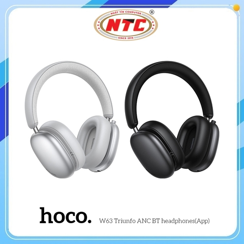 Tai Nghe Bluetooth chụp tai Hoco W63 V5.4, Pin dùng 55H, Chống ồn chủ động ANC, Điều khiển bằng App