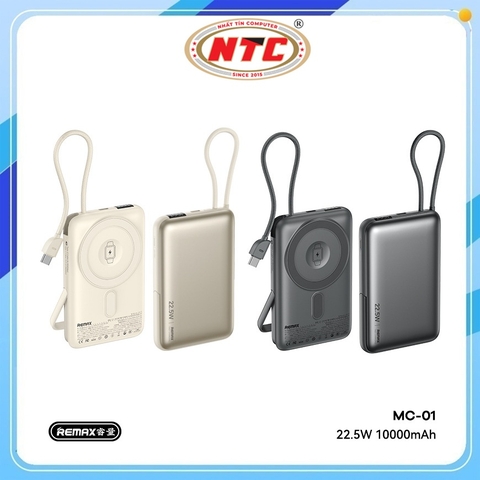 (Có 3C) Sạc Dự Phòng Không dây Remax MC-01 10000mAh Sạc Magnetic 15W, Cổng và Cáp TypeC PD in 18W / out 20W