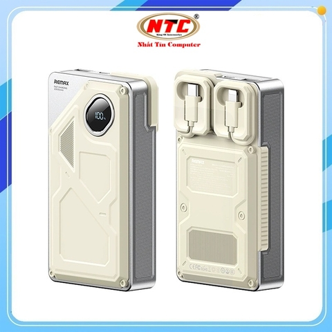 Pin dự phòng Remax FCP-28 20.000mAh USB-A 22.5A, TypeC PD 20W, Kèm 2 cáp TypeC & Lightning (Be)