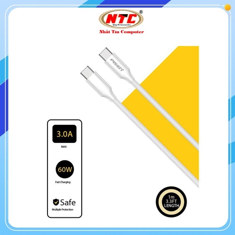 Cáp sạc nhanh Pisen LH-CC-PD01-1000 TypeC to TypeC PD 60W, dài 1M (Trắng)