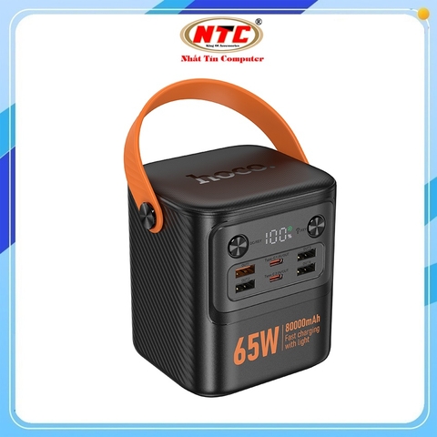 Pin dự phòng Hoco J152 Pro 80000mAh 2 cổng TypeC PD In / Out 65W & USB-A max 22.5W, Sạc được Lap/Mac, Đèn led siêu sáng, Thiết kế gọn (Đen)