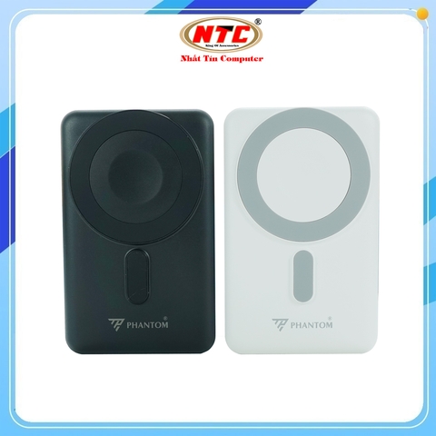 Pin sạc dự phòng không dây Phantom P45W 10000mAh Kèm 2 cáp Output, Wireless 15W, TypeC PD 20W, Kiêm giá đỡ điện thoại