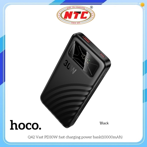 Pin Dự Phòng Hoco Q42 10000mAhTypeC in/out PD 30W, USB-A out 22.5W, Thiết kế mỏng gọn (Đen)