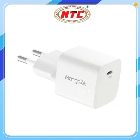Cốc sạc nhanh MangoTek GWC20EU TypeC PD 20W, chân cắm tròn (Trắng)