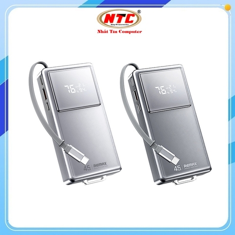 Pin sạc dự phòng Remax FCP-30 20.000mAh Cổng TypeC và Cáp TypeC In/Out 45W, USB-A Out 22.5W, Màn LCD báo dòng sạc