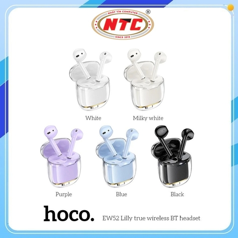 Tai Nghe Bluetooth TWS Hoco EW52 V5.3, Pin 4H, Case thiết kế trong suốt