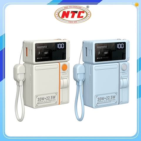 Pin dự phòng Không dây Remax CP-18 10000mAh Wireless 15W, TypeC và iPh PD 30W, USB-A 22.5W, Có phích cắm AC