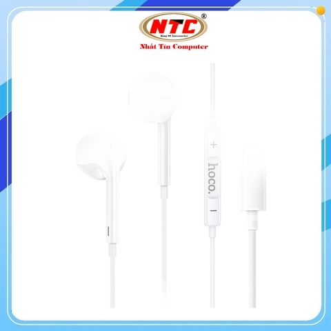Tai nghe có dây chân Lightning Hoco M111 cho iPh 14 Seri trở xuống, Không cần bật Bluetooth, Hỗ trợ đàm thoại (Trắng)