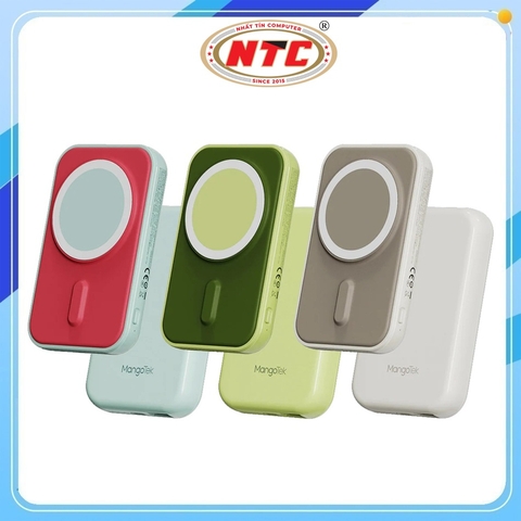 Pin dự phòng không dây MangoTek MGP03 10000mAh Sạc Magnetic 15W / TypeC PD 20W, USB-A 18W, Có 3C
