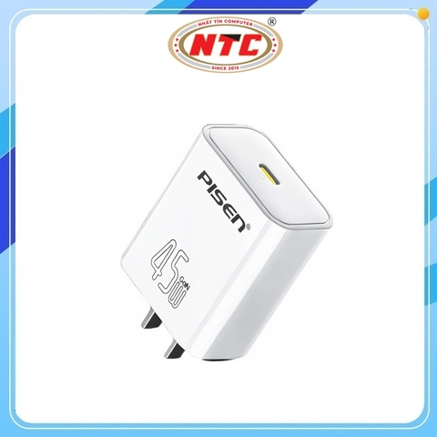 Cốc sạc nhanh Pisen CTW-CD01 cổng TypeC 45W cho iPhone 17 Series, hỗ trợ PD3.0 / QC3.0 / FCP / ACP/ Apple 2.4 (Trắng)